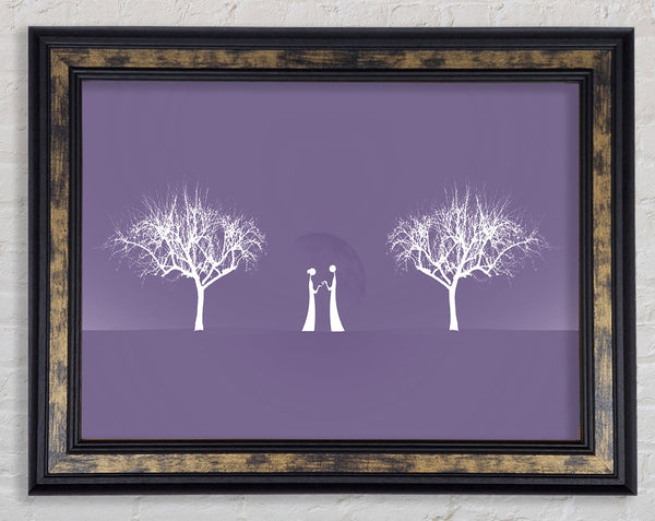 Love Between The Trees And Moon Lilac Framed Print