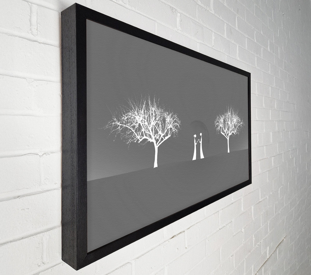 A Canvas Print of Love Between The Trees And Moon Grey Canvas Wall Art