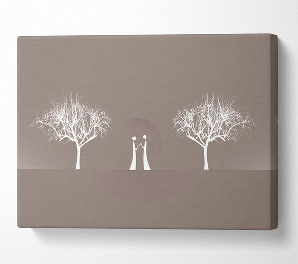  A Canvas Print of Love Between The Trees And Moon Beige Canvas Print