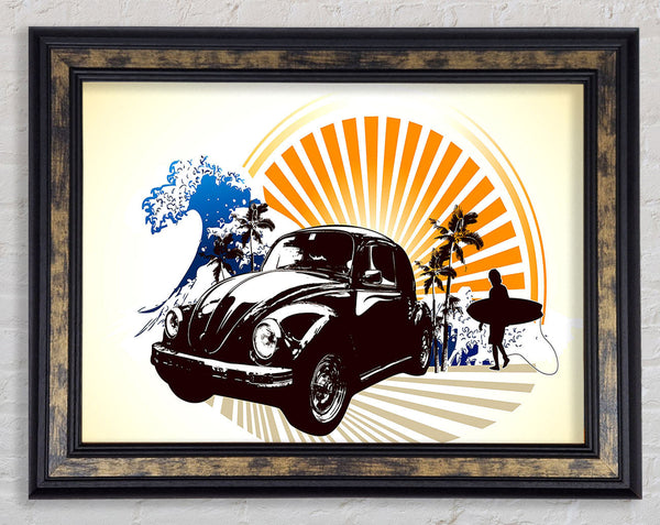 Vintage Volkswagen Beetle Framed Print