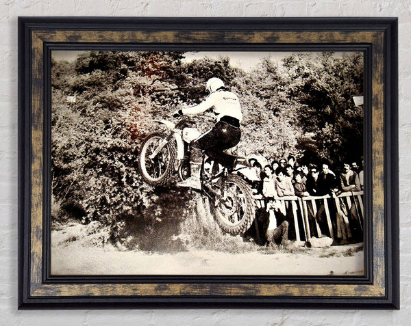 Retro Motorcross Jump Framed Print