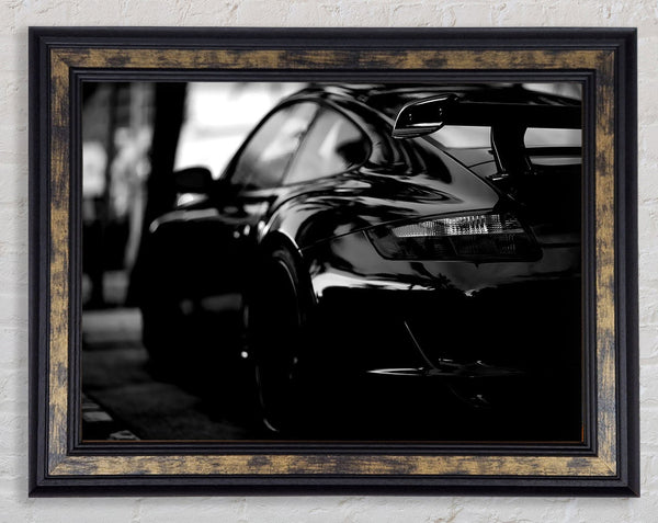 Porsche In Black Framed Print