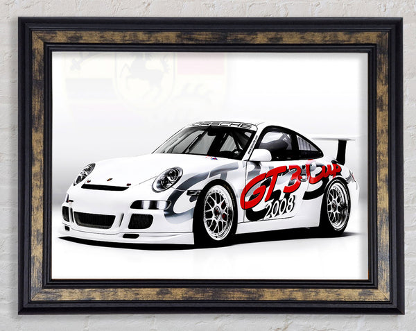 Porsche 911 GT3 B n W Red Framed Print