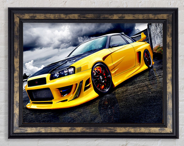 Nissan Skyline Yellow Framed Print