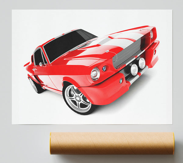 Mustang Red Side Profile Print