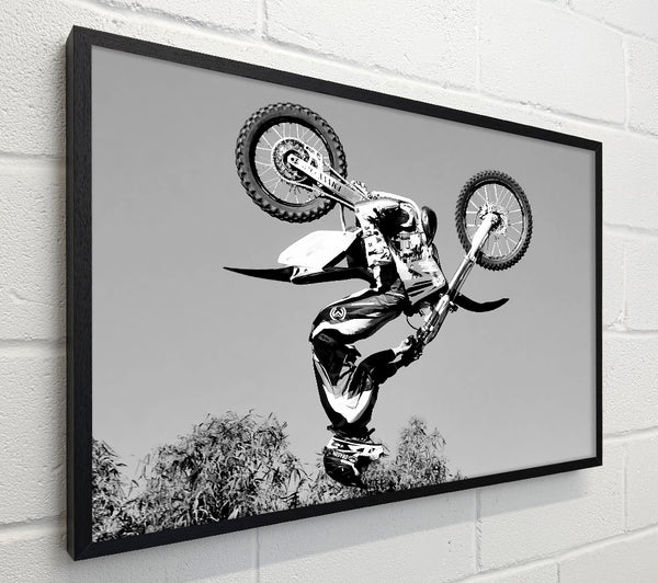 Motorcross Freestyle Upside Down Flip B n W