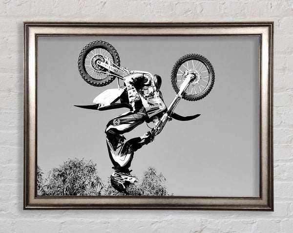 Motocross Freestyle Upside Down Flip B und W