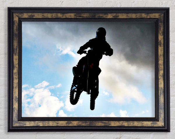 Motorcross Freestyle In The Sky Framed Print