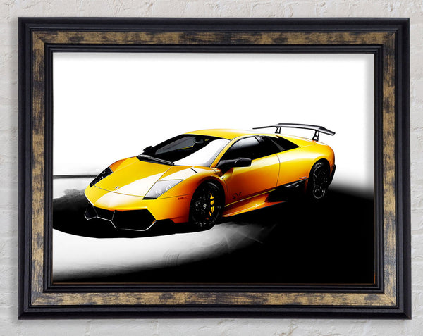 Lamborghini Side Profile Yellow Framed Print
