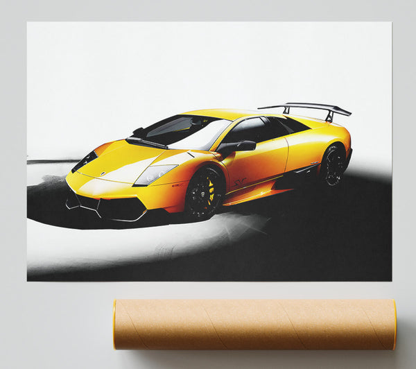 Lamborghini Side Profile Yellow Giclee Print