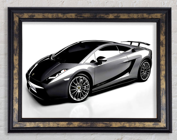 Lamborghini Side Profile Silver Framed Print