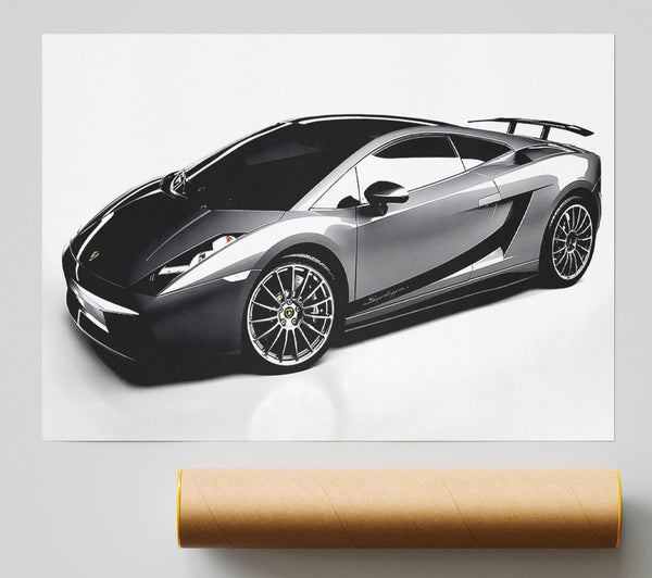 Lamborghini Side Profile Silver Print