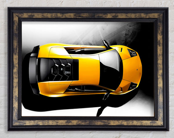Lamborghini From Above Yellow Framed Print