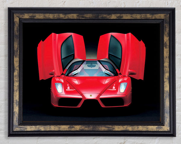 Lamborghini Bat Winged Doors Red Framed Print