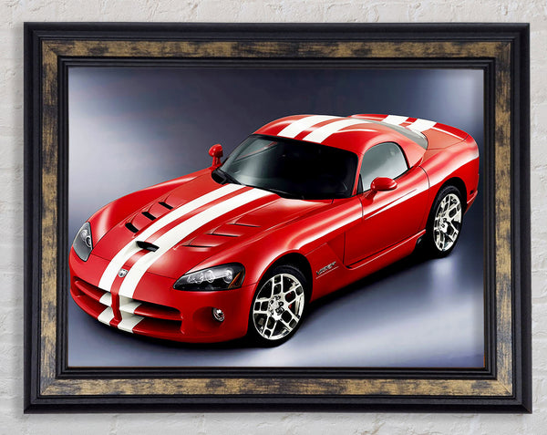 Ford Mustang Red White Stripes Framed Print