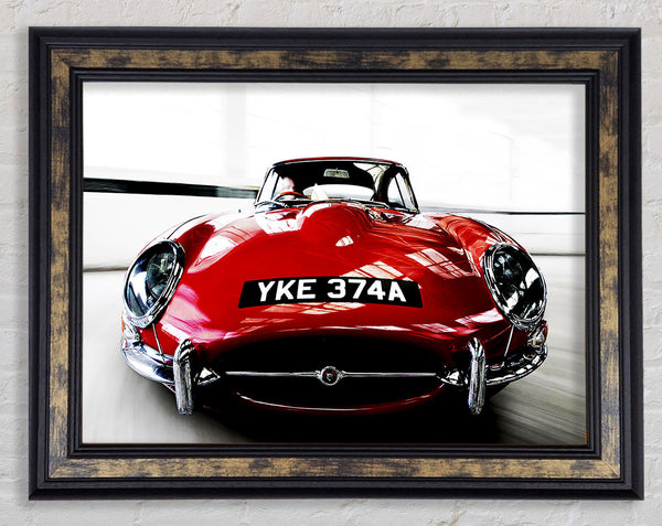 E-Type Jaguar Red Framed Print