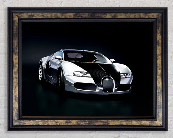 Bugatti Veyron Black Silver Framed Print