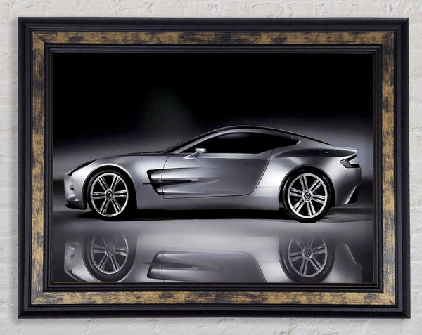 Aston Martin DB9 Silver Side Profile Framed Print