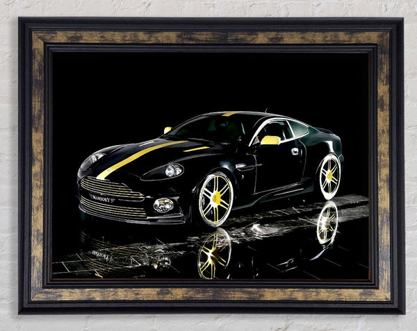 Aston Martin DB9 Black And Yellow Framed Print