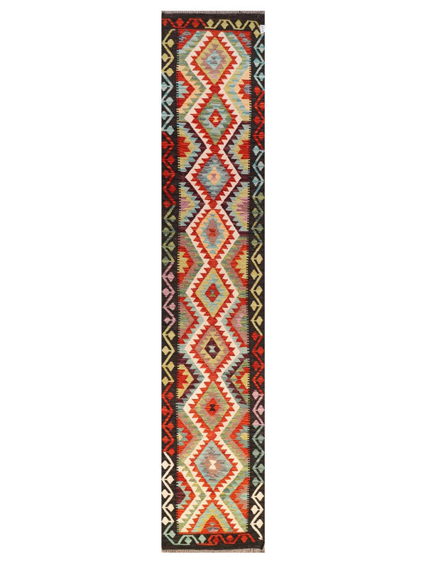 Maimana Afghanistan Kilim Runner - 387 x 72 cm