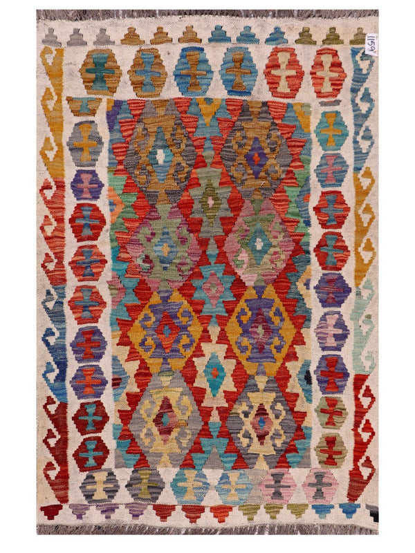 Maimana Afghanistan Kilim Rug - 145 x101 cm