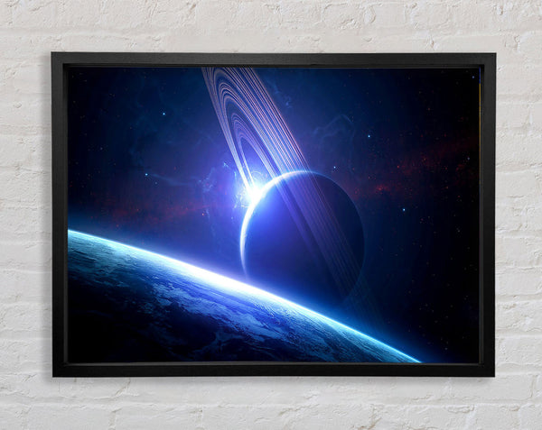 Planets Universe Blue Framed Print