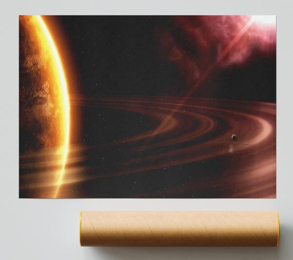 Planet Rings Sun Poster