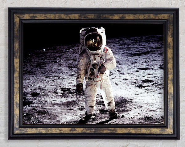 Spaceman On The Moon Framed Print