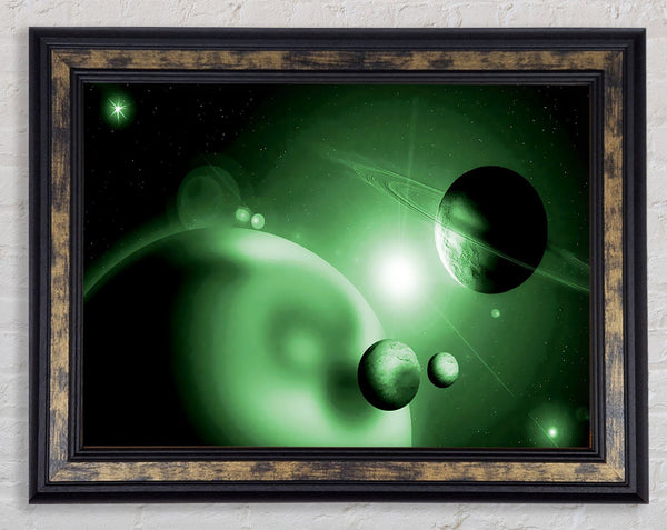 Green Planets Framed Print
