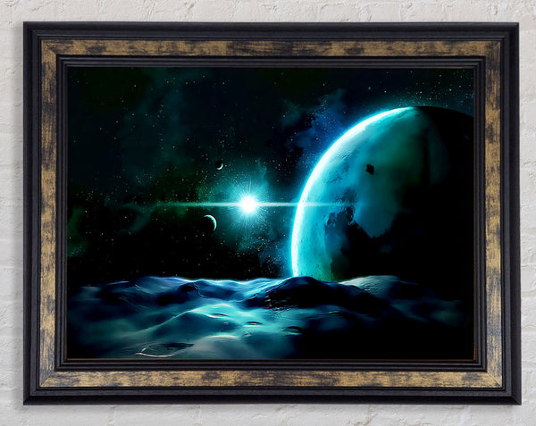 Green Star Planet Framed Print