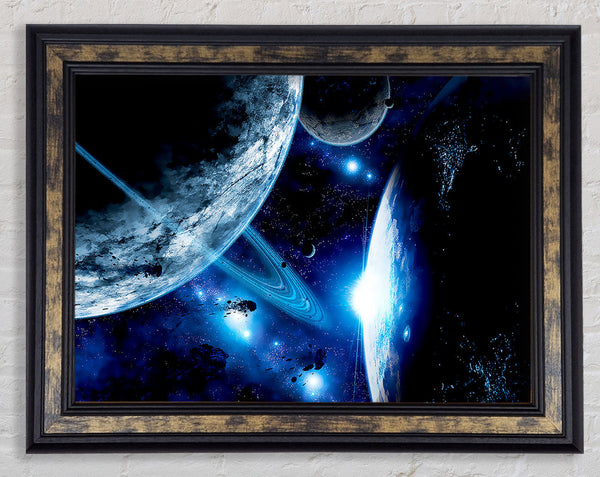 Blue Galaxy Rays Framed Print
