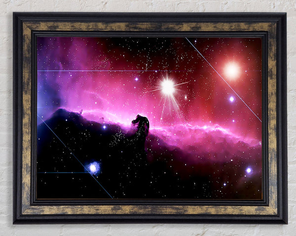 Horsehead Nebula With Shooting Stars Framed Print