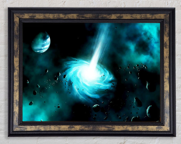 Green Star Explosion Framed Print