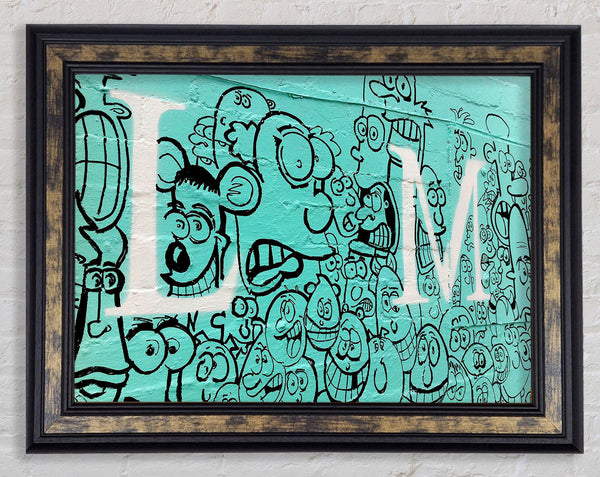 Cartoon Faces Framed Print