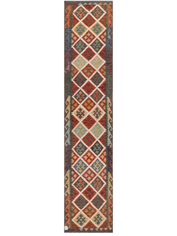 Maimana Afghanistan Kilim Runner - 386 x 81 cm