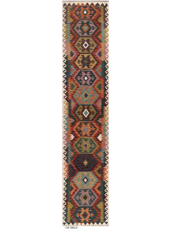Maimana Afghanistan Kilim Runner - 385 x 80 cm