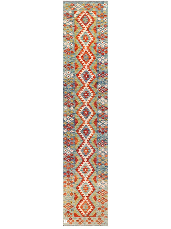 Maimana Afghanistan Kilim Runner - 396 x 80 cm