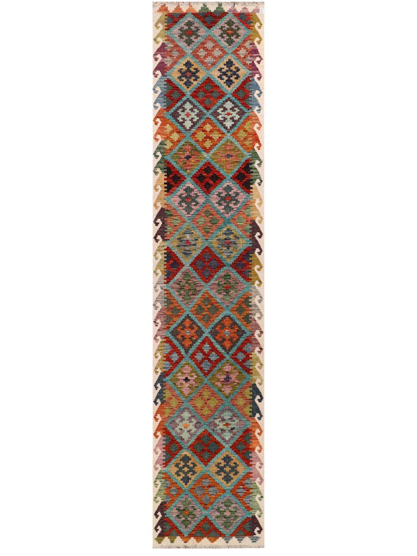 Maimana Afghanistan Kilim Runner - 391 x 80 cm