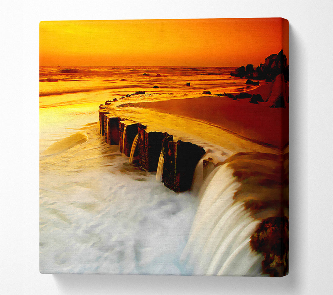  A Canvas Print of The Golden Flow To The Ocean Canvas Wall Art