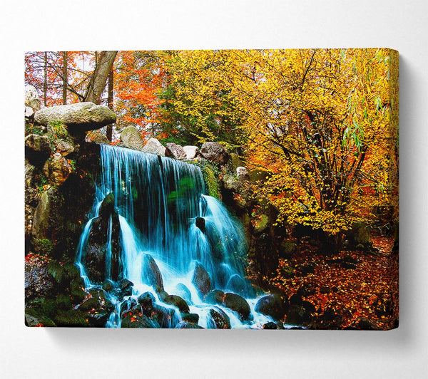  A Canvas Print of The Autumn Forest Waterfall Canvas Print