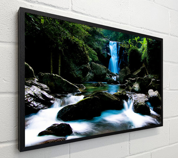 Enchanted Blue Waterfall Forest Flows