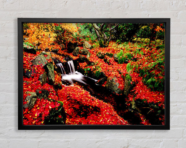 Red Winter Waterfall Framed Print