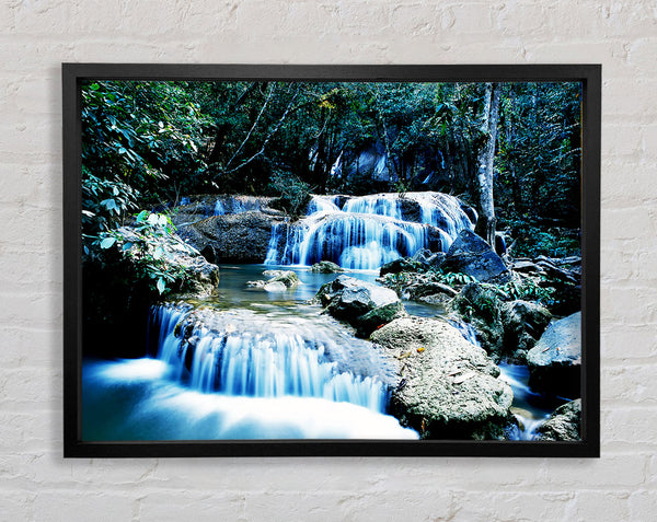 Rocky Waterfall Woodland Framed Print
