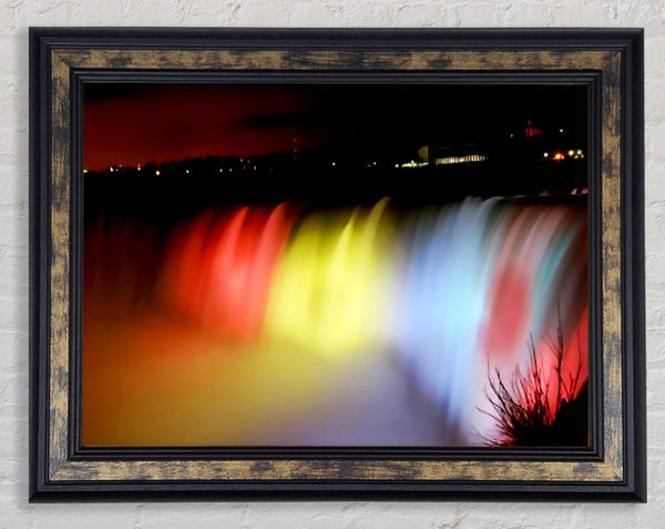 Niagara Falls Night Rainbow Framed Print