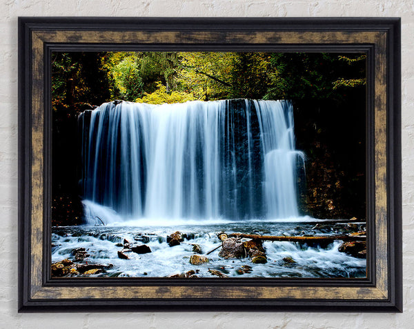 Waterfall Treetops Framed Print