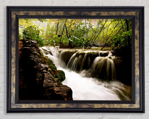 Where The Waterfall Flows Framed Print