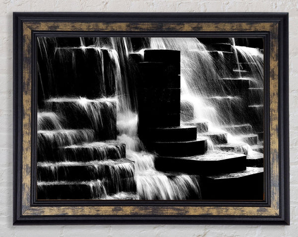 Waterfall B n W Framed Print