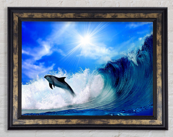 Dolphin Jumping In The Sea Framed Print
