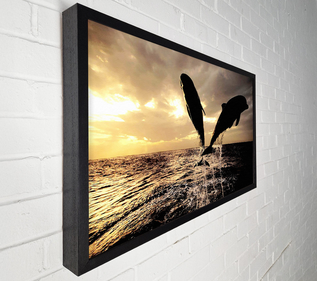  A Canvas Print of Double Dolphin Jump Canvas Art
