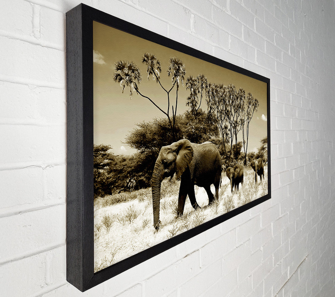  A Canvas Print of Elephant Family Canvas Wall Art